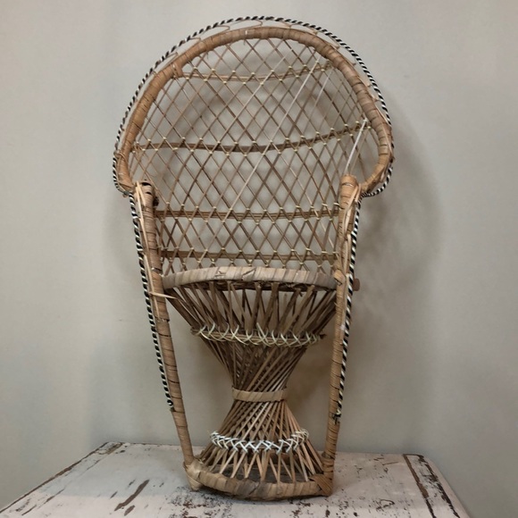 Wicker Peacock Chair Boho Plant Stand